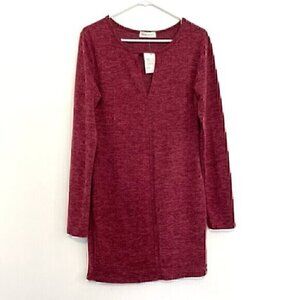 NEW NWT LOVE CRAZY Burgundy Maroon Red Keyhole Cutout Long Sleeve Sheath Dress
